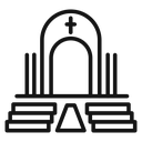 View inside catholic church Black Outline icon