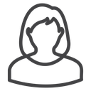 Wavy Hair Woman Black Outline icon
