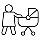 Woman with Baby Stroller icon