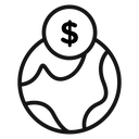 World Payment Transfer Black Outline icon