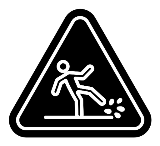 Wet floor sign black outline icon